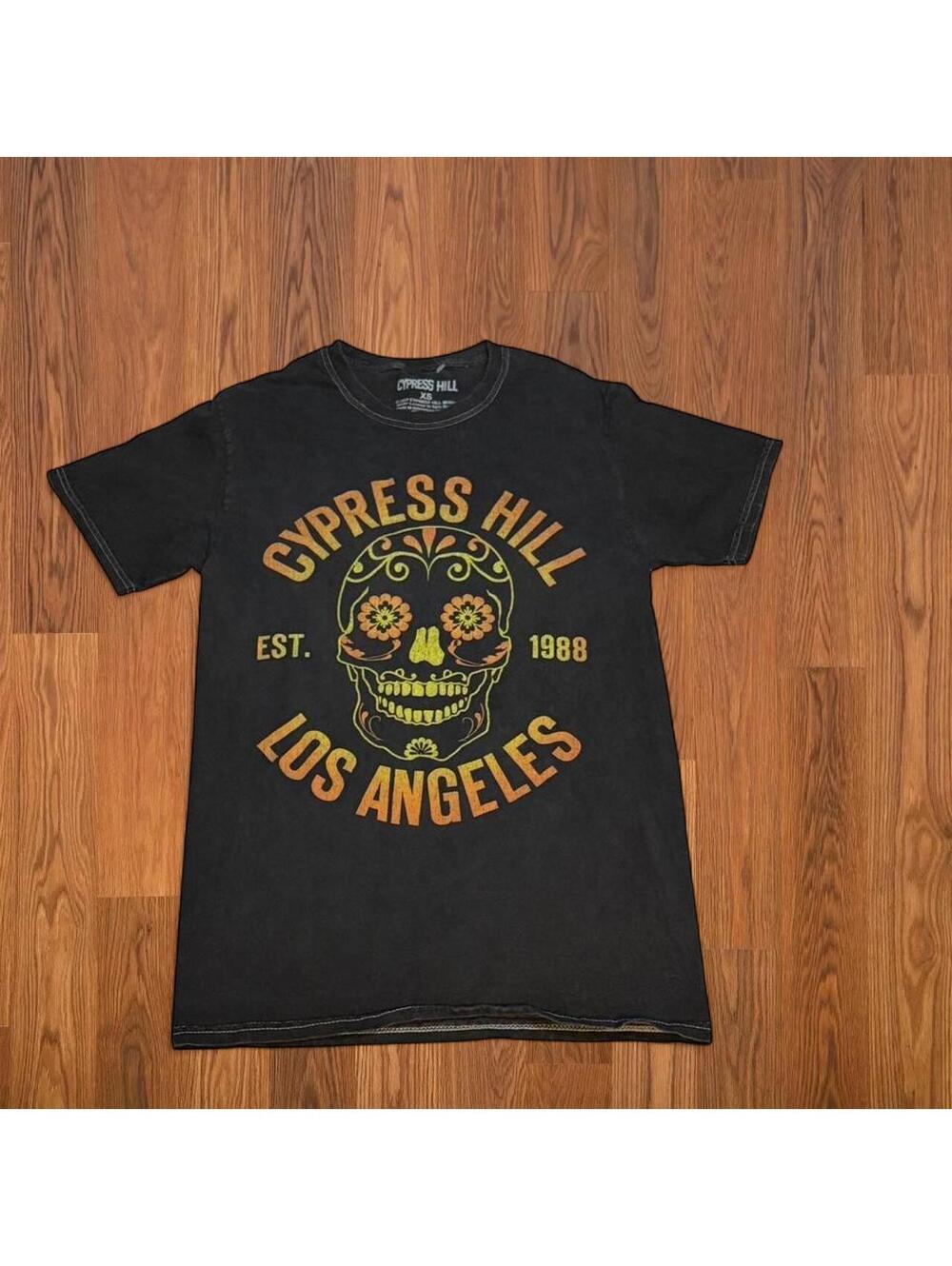 Cypress Hill Los Angeles T Shirt XS Black Orange Sugar Skull Y2K Hip Hop